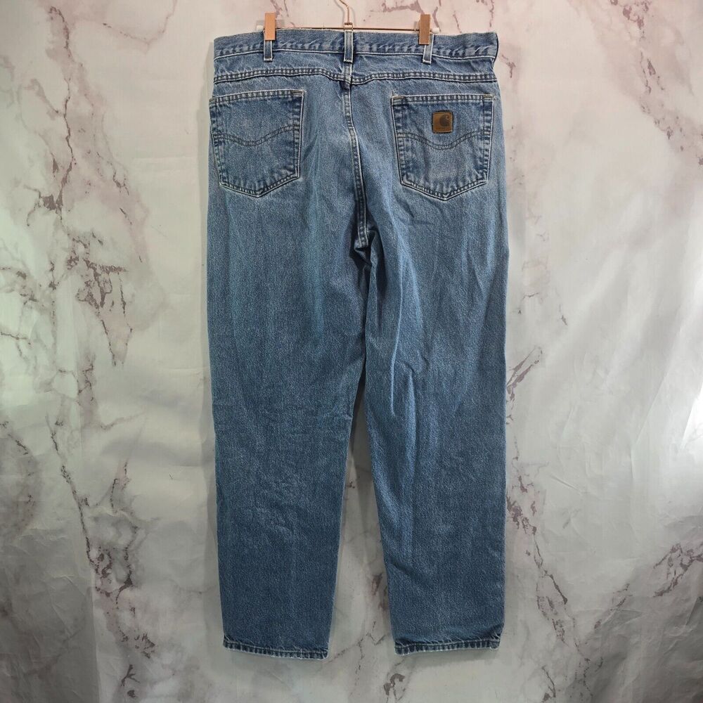 Carhartt Jeans Mens 38 X 31 Denim Vintage Relaxed Fit Light Wash Straight Leg